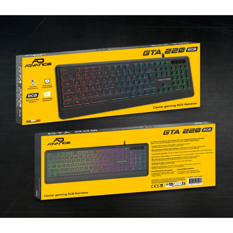 Clavier ADVANCE Gaming RGB Rainbow / Noir