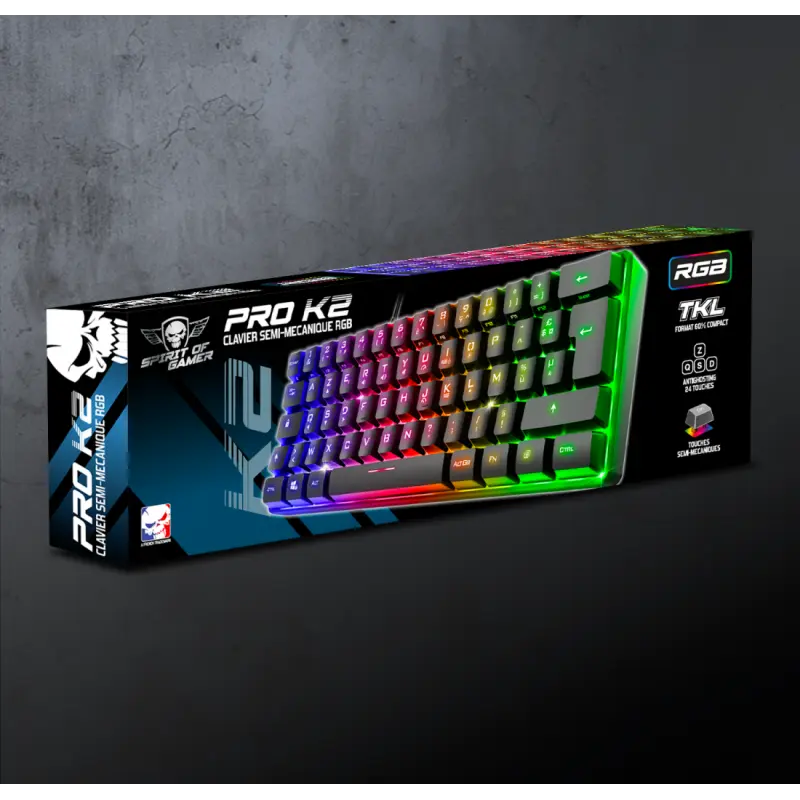 CLAVIER Gaming Spirit Of Gamer PRO K2 TKL RGB MEMBRANE USB NOIR