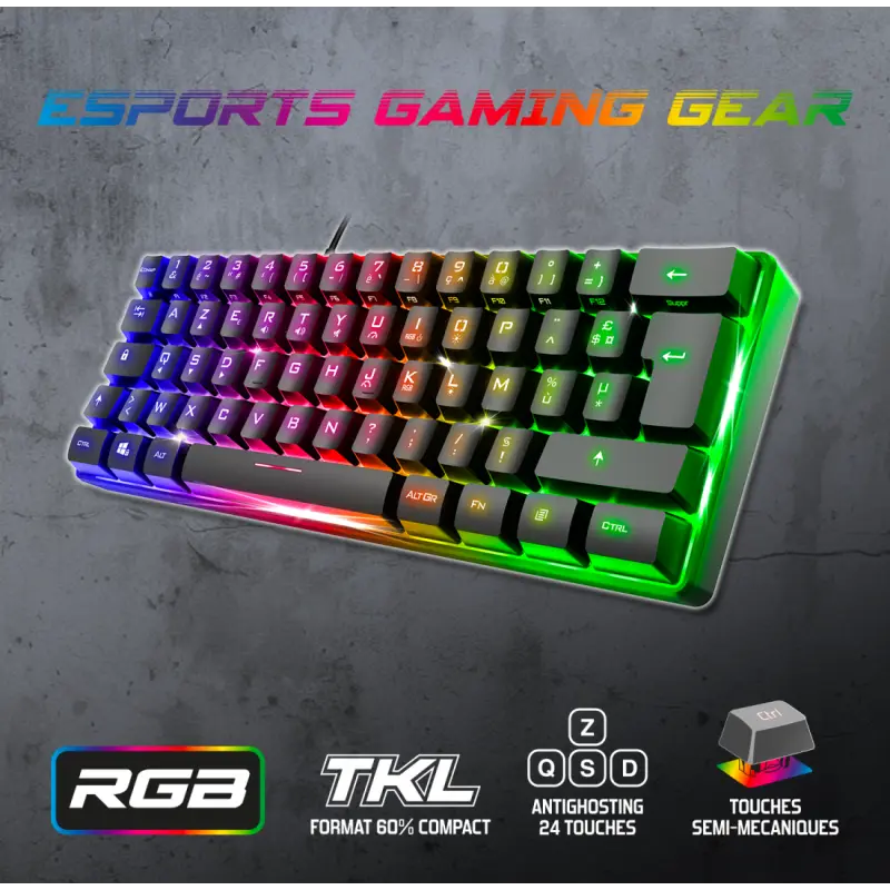 CLAVIER Gaming Spirit Of Gamer PRO K2 TKL RGB MEMBRANE USB NOIR