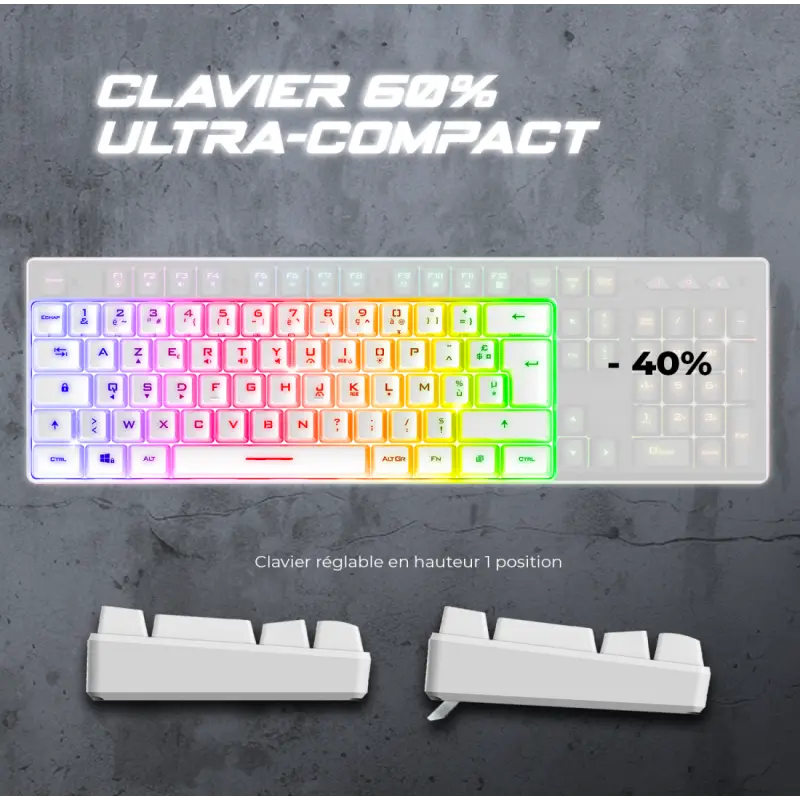 CLAVIER Gaming Spirit Of Gamer PRO K2 TKL RGB MEMBRANE USB / BLANC