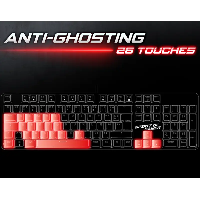 Clavier Gamer Filaire SPIRIT OF GAMER XPERT-K250 RGB Switch Rouge / Noir