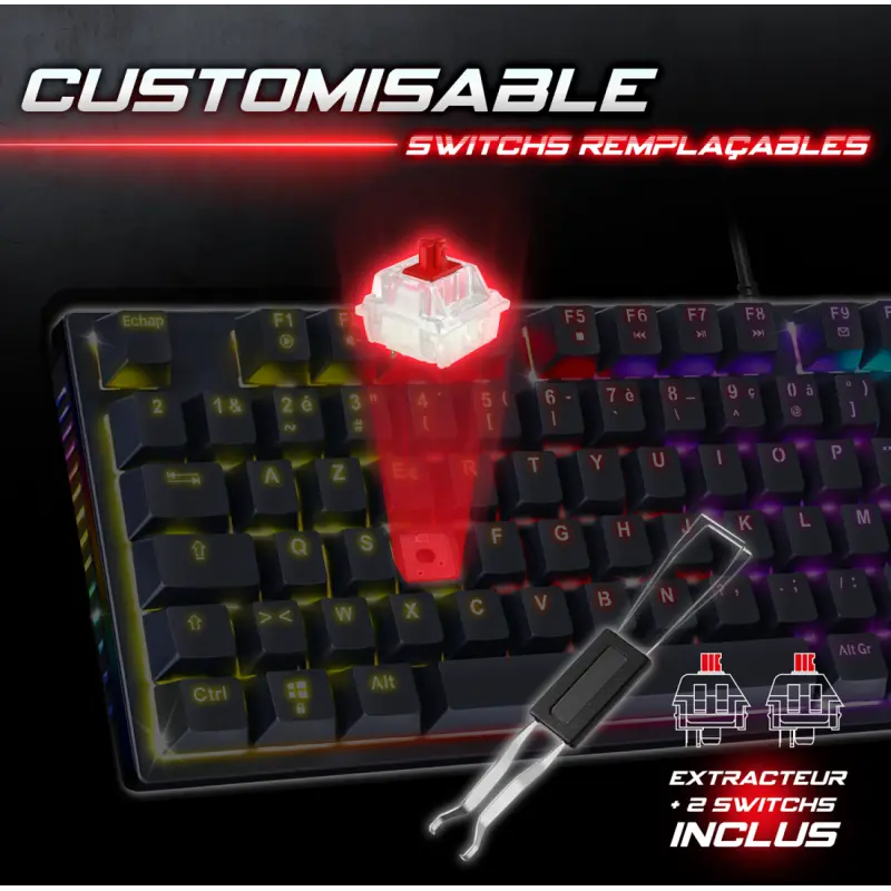 Clavier Gamer Filaire SPIRIT OF GAMER XPERT-K250 RGB Switch Rouge / Noir