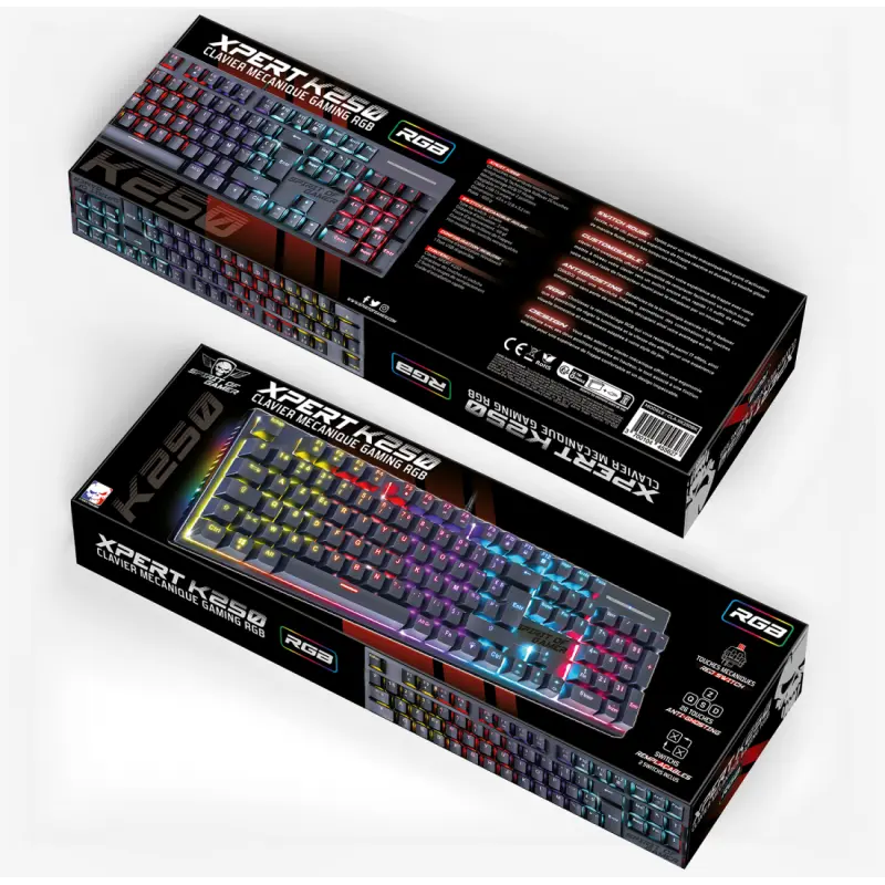 Clavier Gamer Filaire SPIRIT OF GAMER XPERT-K250 RGB Switch Rouge / Noir