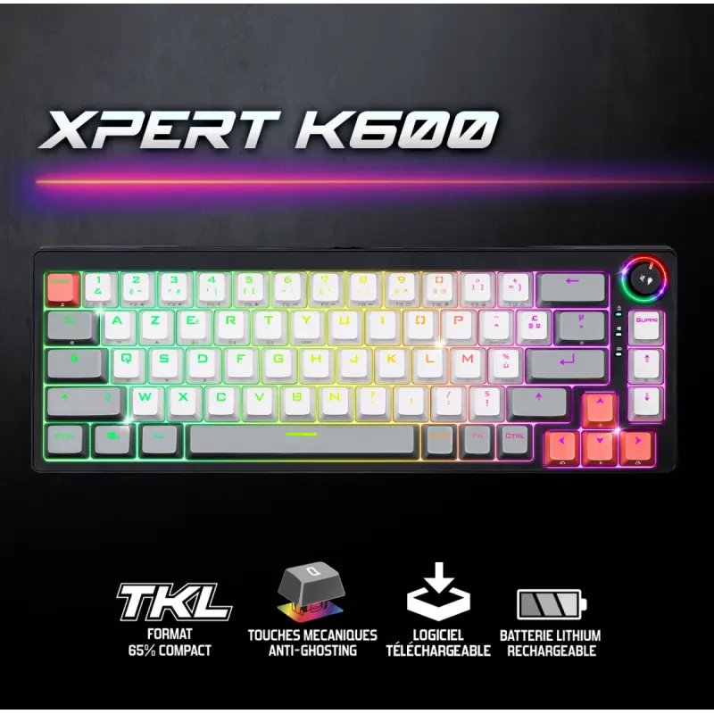 CLAVIER SANS FIL Spirit of Gamer BT SOG XPERT K600 MECA TKLRGB