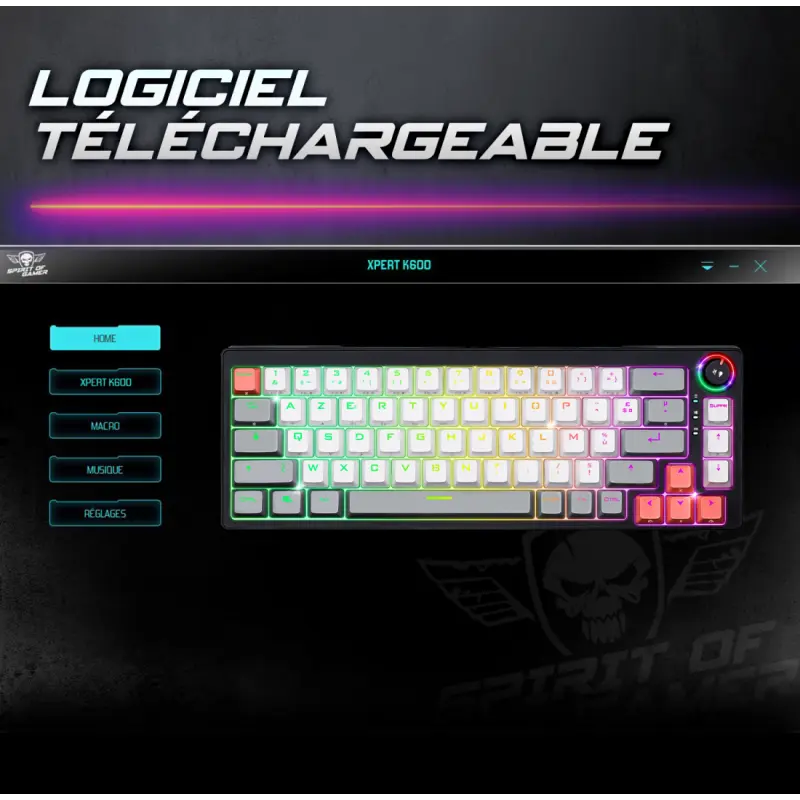 CLAVIER SANS FIL Spirit of Gamer BT SOG XPERT K600 MECA TKLRGB