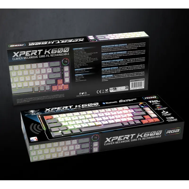 CLAVIER SANS FIL Spirit of Gamer BT SOG XPERT K600 MECA TKLRGB