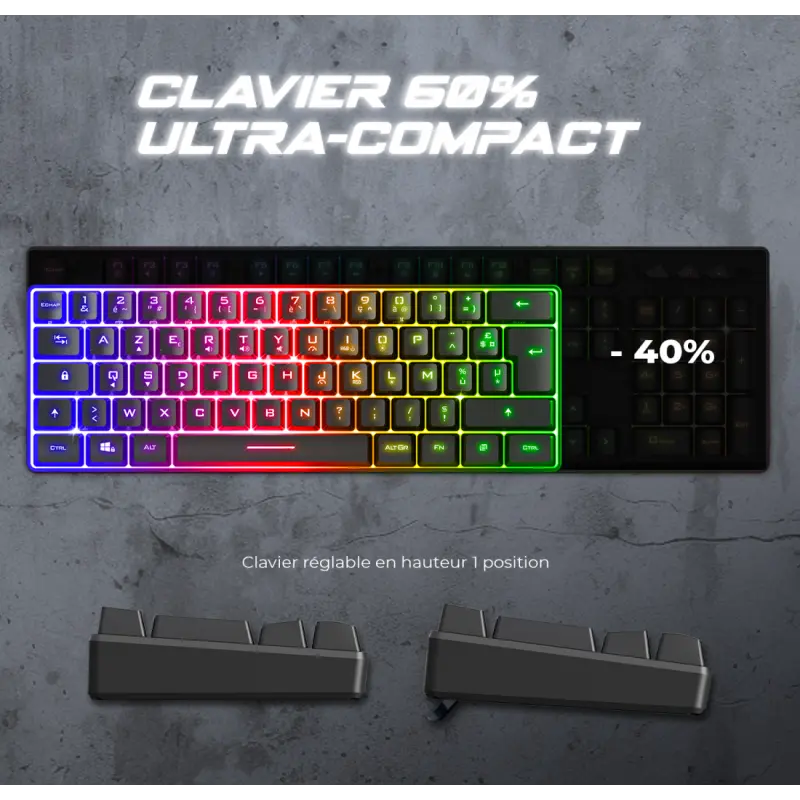 CLAVIER Gaming Spirit Of Gamer PRO K2 TKL RGB MEMBRANE USB NOIR