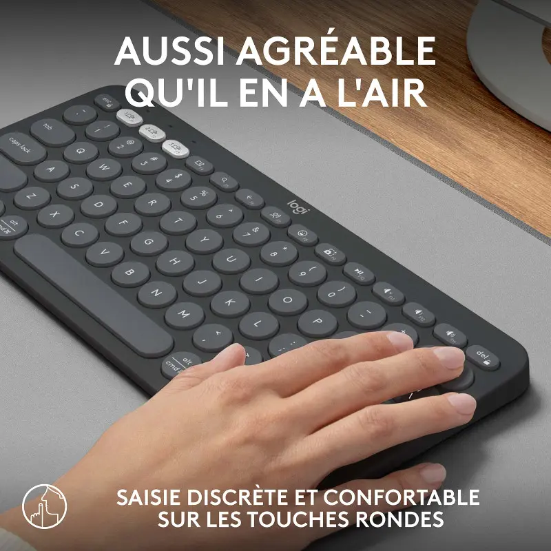 Clavier sans fil Logitech Wireless Pebble Keys 2 K380s / QWERTY / Easy-Switch/ Graphite