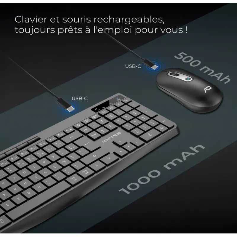PACK CLAVIER SOG R-TYPE CLA+SOURIS SANS FIL RGB NOIR RECHARGEABLE