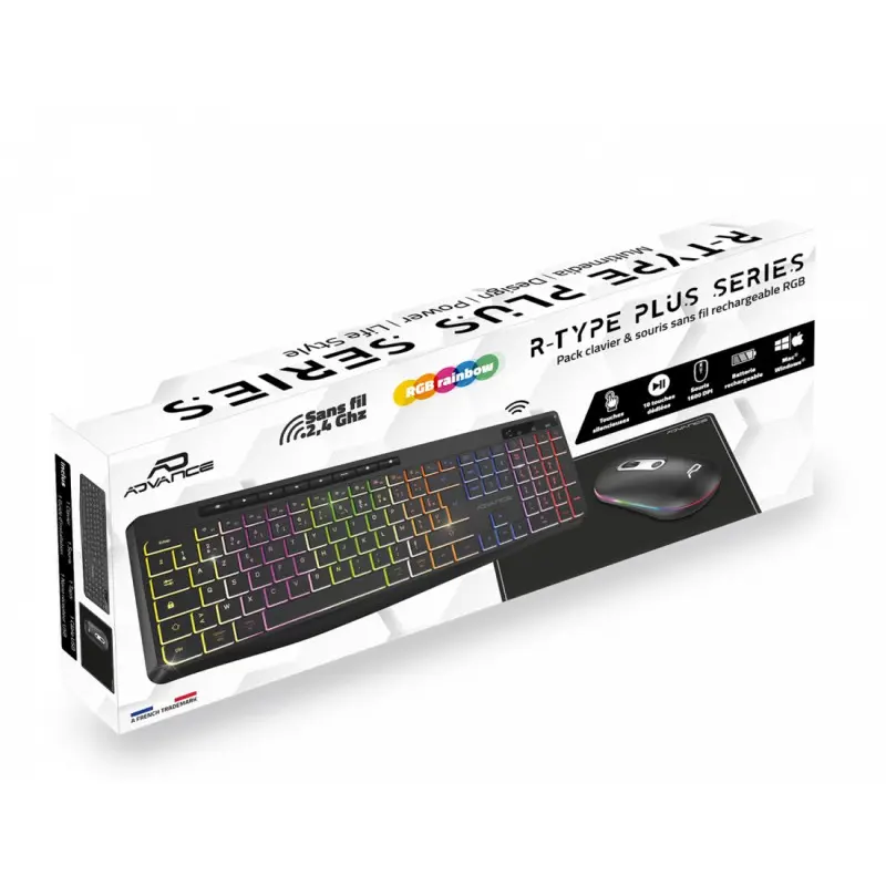 PACK CLAVIER SOG R-TYPE CLA+SOURIS SANS FIL RGB NOIR RECHARGEABLE