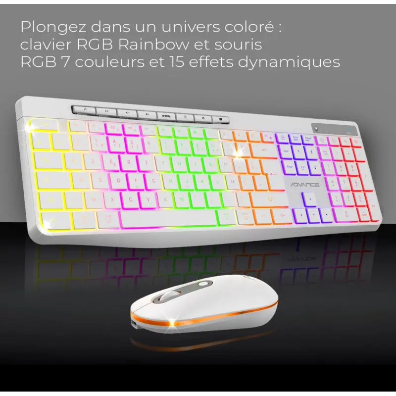 PACK CLAVIER SOG R-TYPE CLA+SOURIS SANS FIL RGB RECHARGEABLE / BLANC