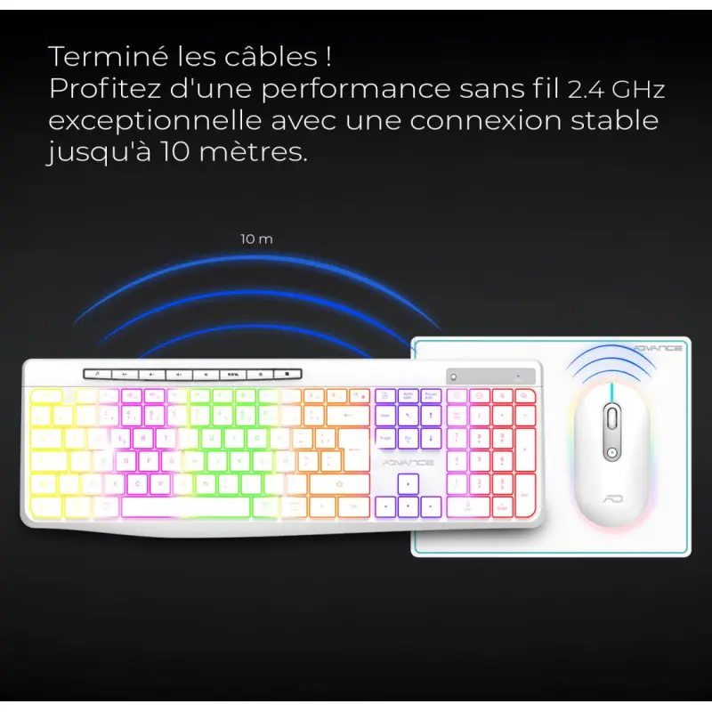 PACK CLAVIER SOG R-TYPE CLA+SOURIS SANS FIL RGB RECHARGEABLE / BLANC