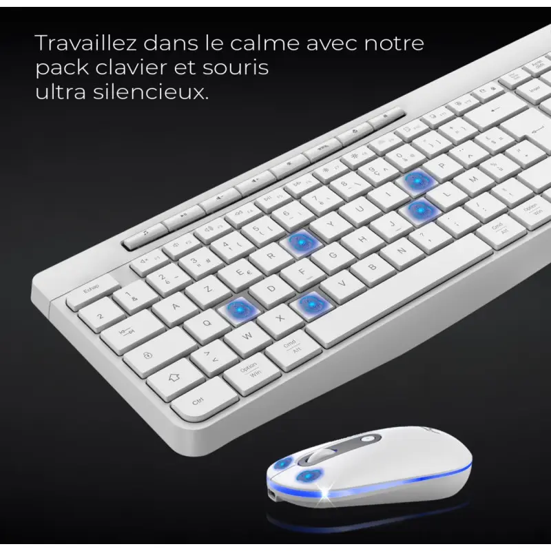 PACK CLAVIER SOG R-TYPE CLA+SOURIS SANS FIL RGB RECHARGEABLE / BLANC