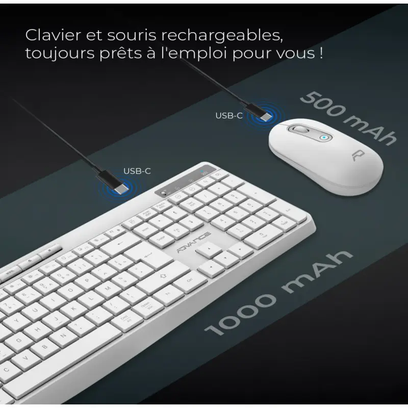 PACK CLAVIER SOG R-TYPE CLA+SOURIS SANS FIL RGB RECHARGEABLE / BLANC
