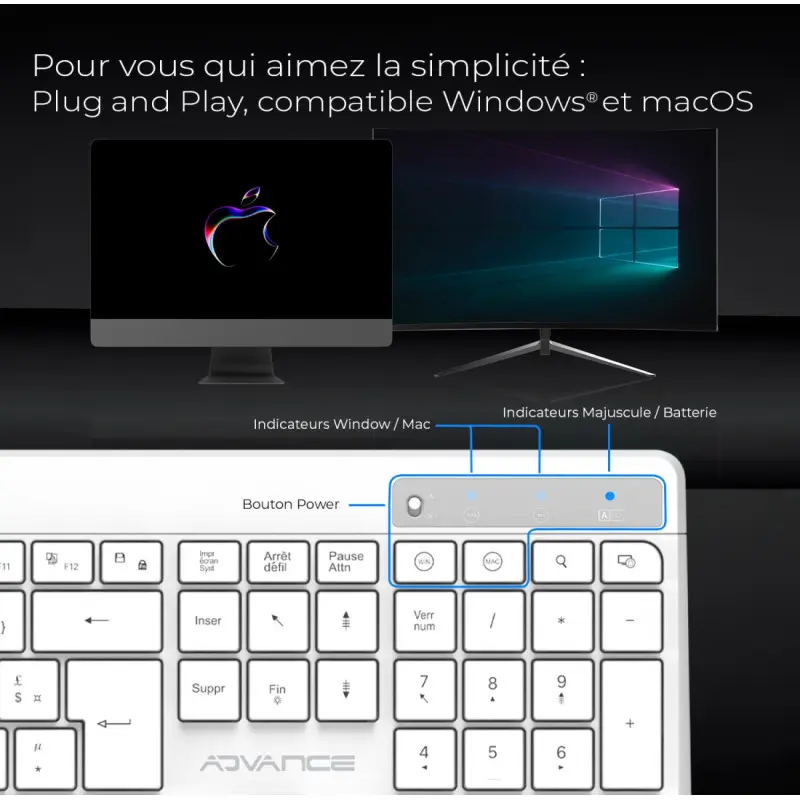 PACK CLAVIER SOG R-TYPE CLA+SOURIS SANS FIL RGB RECHARGEABLE / BLANC