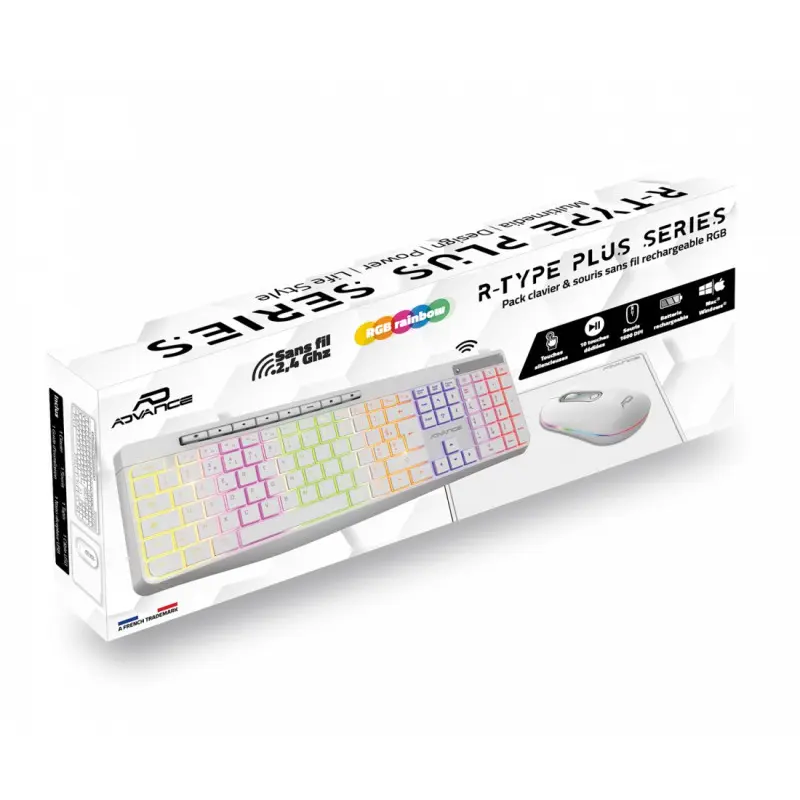 PACK CLAVIER SOG R-TYPE CLA+SOURIS SANS FIL RGB RECHARGEABLE / BLANC
