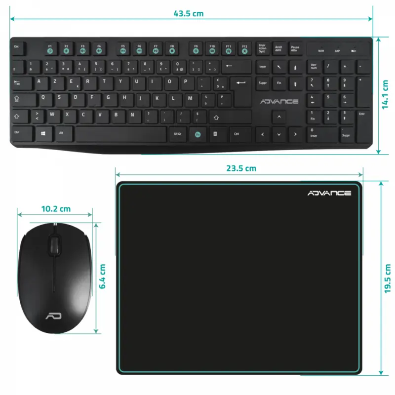Pack Sans fil ELITE ADVANCE CLS-7100RF Clavier + Souris + Tapis / Noir