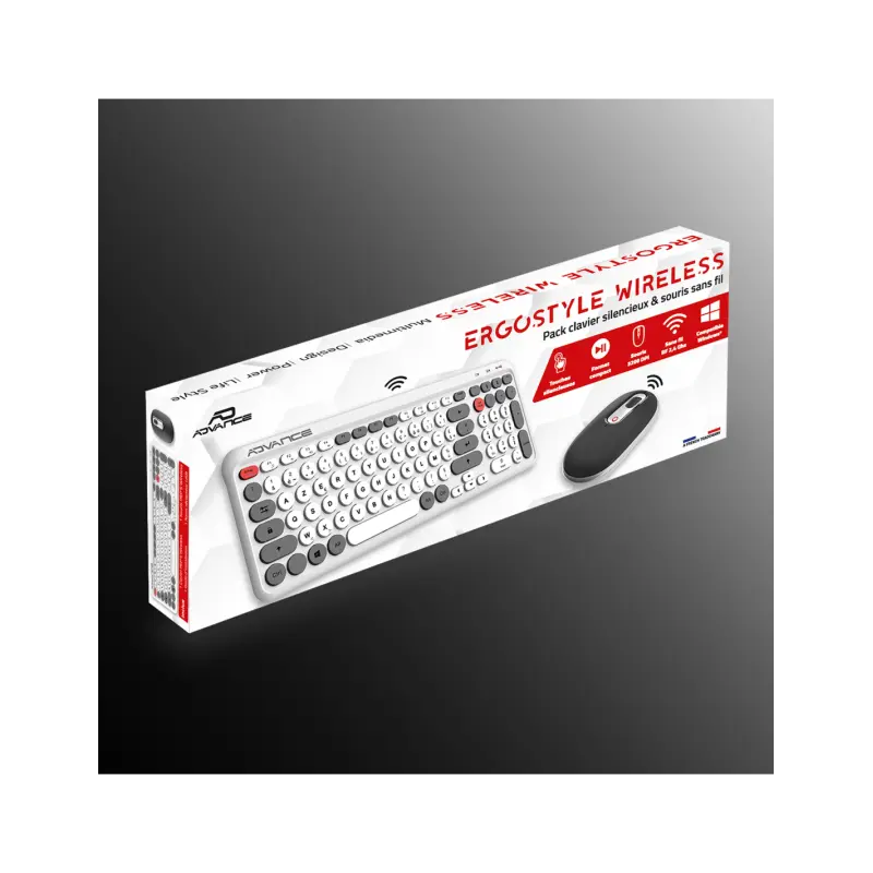Ensemble Clavier et Souris Sans Fil Advance ERGOSTYLE / Blanc