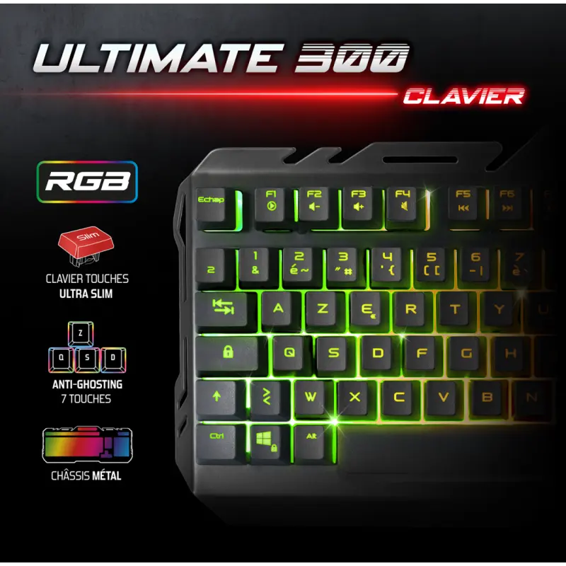 Pack Gaming Spirit Of Gamer ULTIMATE 300 4EN1 clavier / souris / tapis / casque
