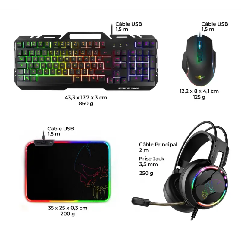 Pack Gaming Spirit Of Gamer ULTIMATE 300 4EN1 clavier / souris / tapis / casque