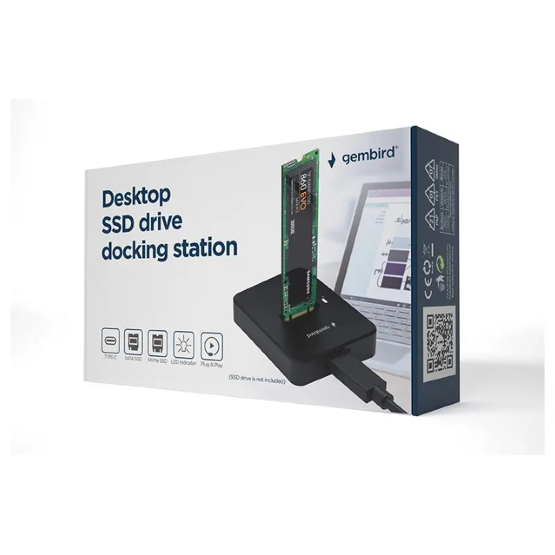 Station d&rsquo;accueil Gembird pour disque SSD M.2 SATA et NVME USB Type-C de bureau / Noir