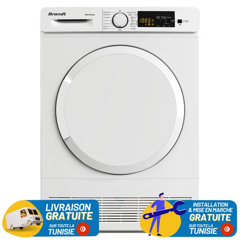 SECHE LINGE BRANDT 10 KG Frontale BLANC / DFB1015CW