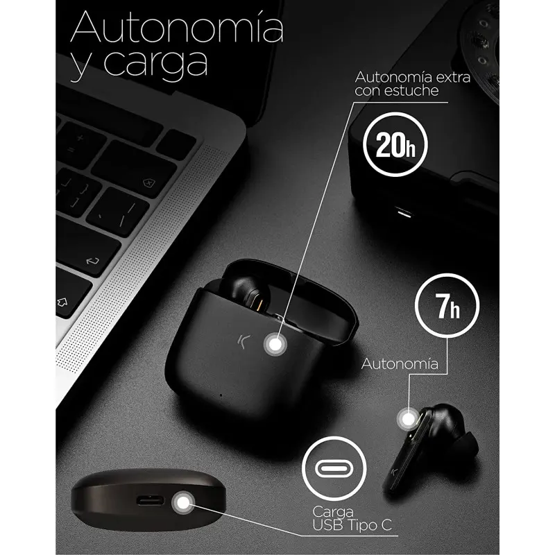 Écouteurs Sans Fil Ksix Spark avec Micro / Gris