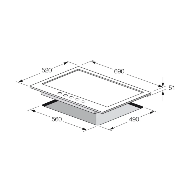 Plaque de cuisson encastrable Focus / 70cm / 5 Feux / Inox