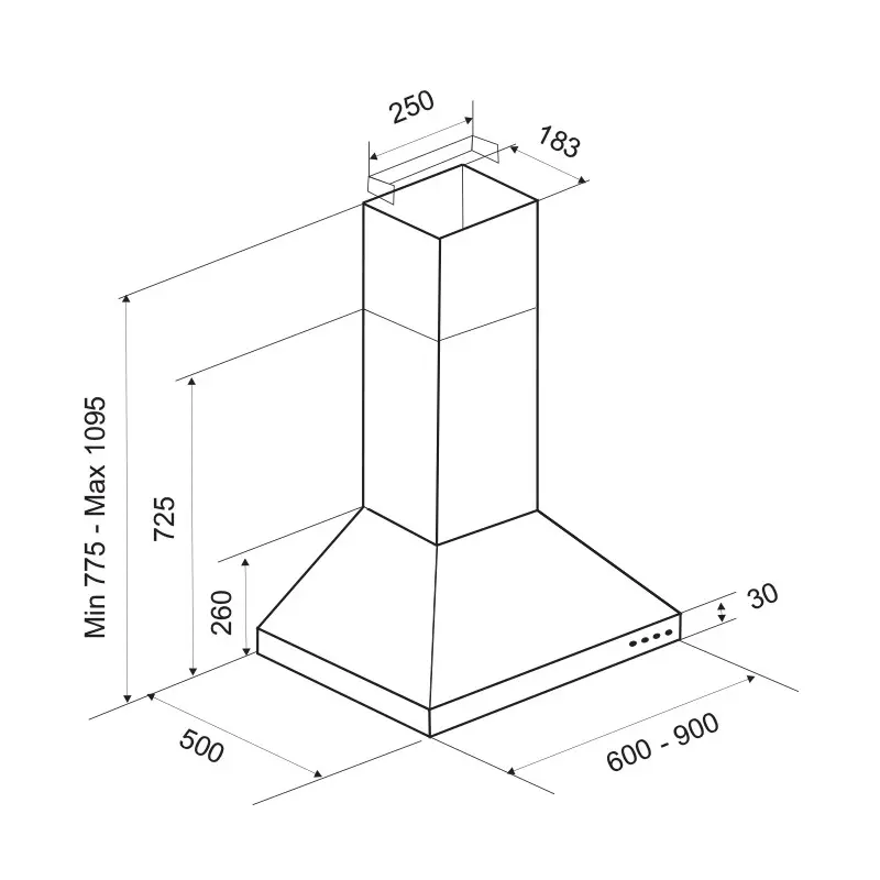 Hotte Cheminée Focus F.605X / Inox / 60 cm