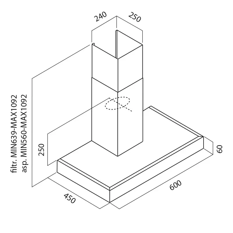 Hotte Cheminée Focus F.618X / Inox / 60 cm