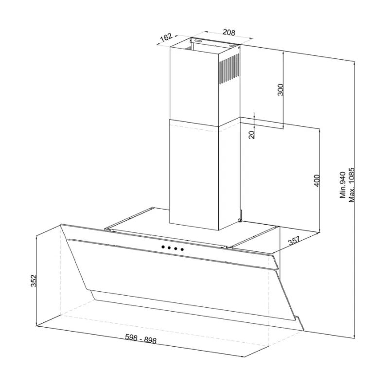 Hotte Design Focus 60 cm / Noir