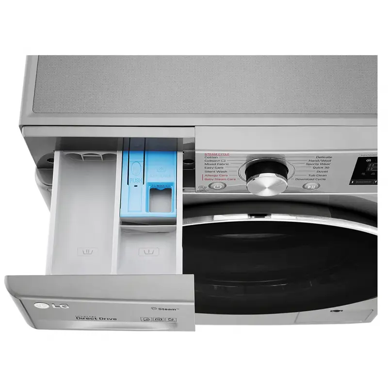 Machine à laver à Vapeur LG 9 Kg / Smart DD 6M / Silver