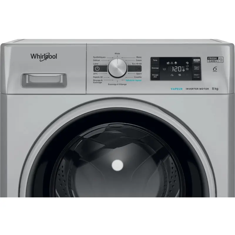 Lave Linge Whirlpool hublot posable / 8kg / Silver