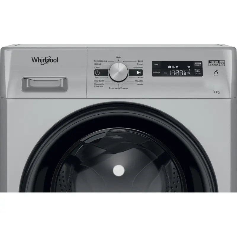 Machine à laver HUBLOT POSABLE Whirlpool FFWS 7235 SB NA / 7 Kg / Silver
