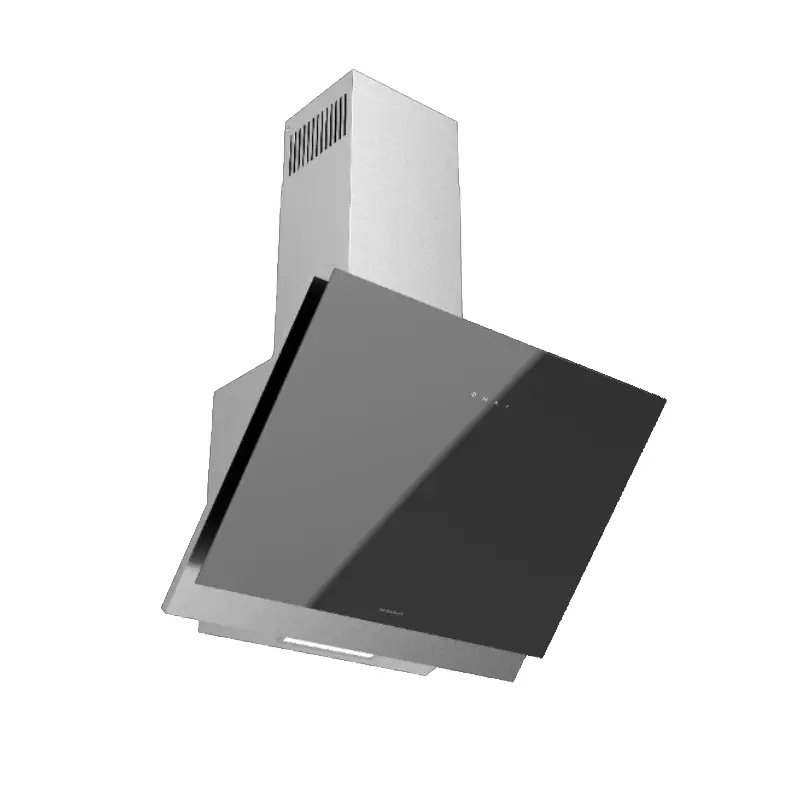 Hotte décorative PREMIUM 90 cm verre noir + inox / GAIA-90BX