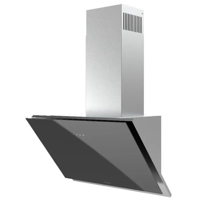 Hotte décorative PREMIUM 90 cm verre noir + inox / GAIA-90BX