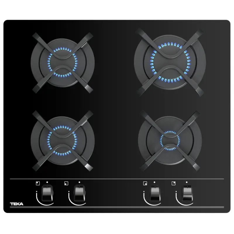 Plaque de cuisson encastrable à gaz Teka GBC 64000 / 4 Feux / 60 cm / Verre Noir