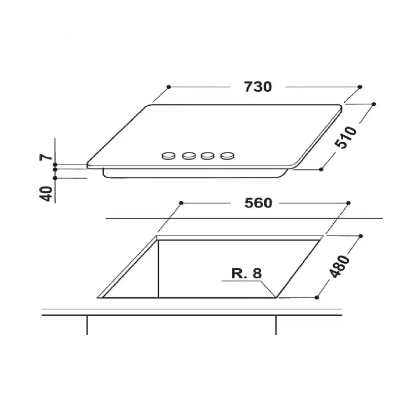 Plaque de cuisson Encastrable Whirlpool GMA 7522 /IX / INOX