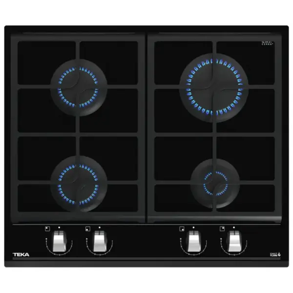 Plaque de cuisson encastrable à gaz Teka GZC 64300 / 4 Feux / 60 cm / Verre Noir