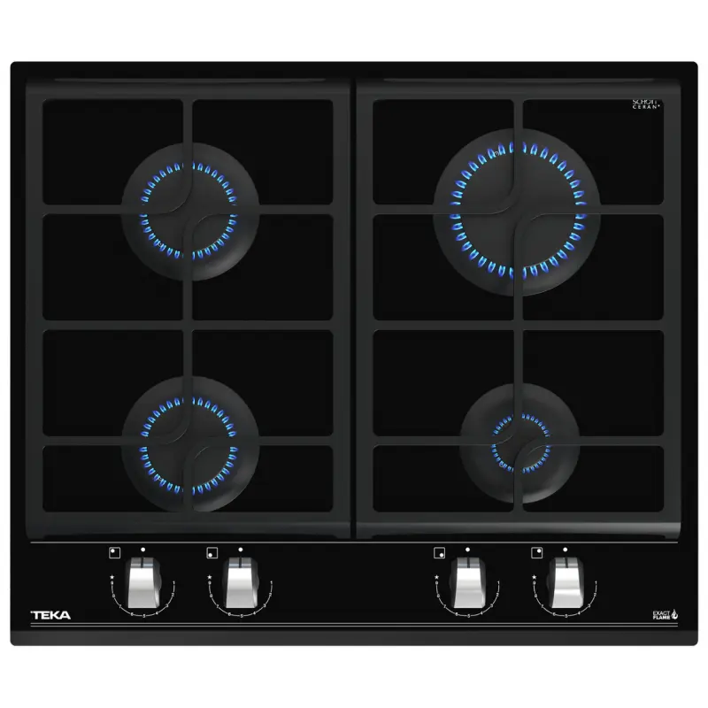 Plaque de cuisson encastrable à gaz Teka GZC 64300 / 4 Feux / 60 cm / Verre Noir