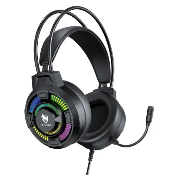 Micro Casque Gamer Filaire T-WOLF H140 / 7.1 USB / RGB / Noir