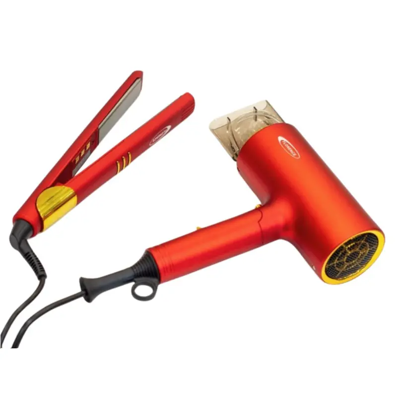 FLORENCE SECHE CHEVEUX 1500W + LISSEUR 1500W AVEC UN PAQUET DE CADEAU ROUGE