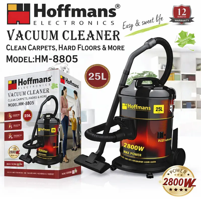 Aspirateur HOFFMANS 25 Litres / 2800W / Noir / HM-8805
