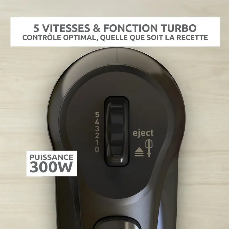 BATTEUR MOULINEX 300W / 5 VITESSE / NOIR / HM3108B1