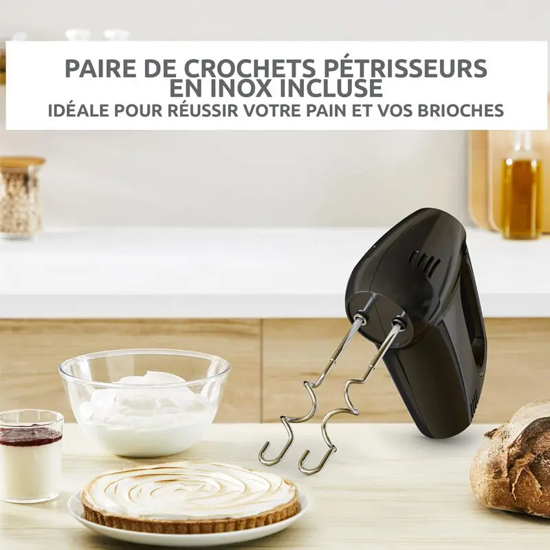 BATTEUR MOULINEX 300W / 5 VITESSE / NOIR / HM3108B1