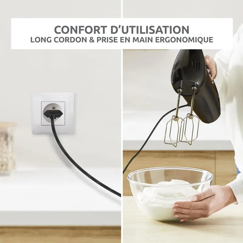 BATTEUR MOULINEX 300W / 5 VITESSE / NOIR / HM3108B1