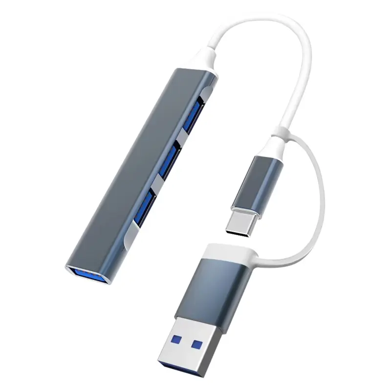 HUB USB 3.0 USB + ADAPTATEUR TYPE C – GRIS
