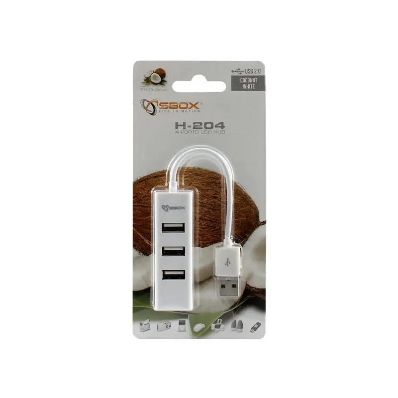 Hub USB 4 ports SBOX H-204 / Blanc