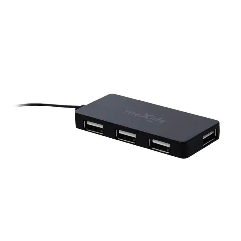 Hub USB Maxlife Home Office USB 2.0 – 4x USB 0,15 m noir + câble 1,5 m