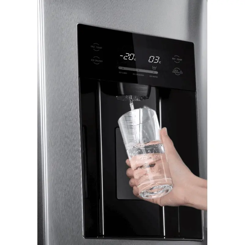 Réfrigérateur Hyundai No Frost INVERTER Side By Side 556 Litres / Verre Noir / Avec Distributeur d&rsquo;eau